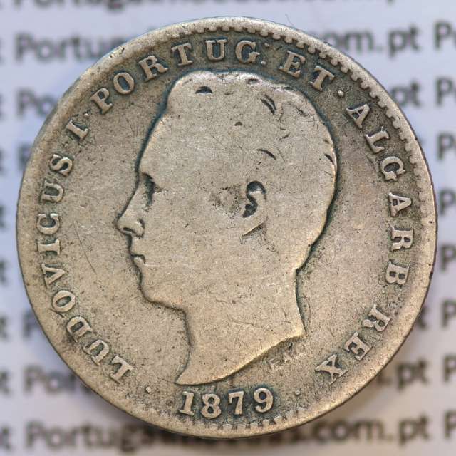 Moeda 100 Réis Prata 1879 ou Tostão Prata 1879 (BC) - Rei D. LUIS I - World Coins Portugal KM 510