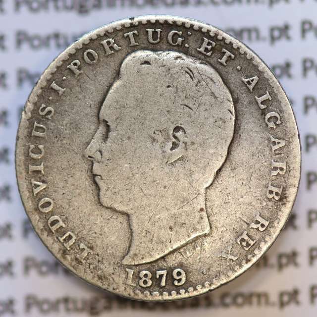 Moeda 100 Réis Prata 1879 ou Tostão Prata 1879 (BC) - Rei D. LUIS I - World Coins Portugal KM 510