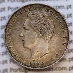 Moeda 100 Réis Prata 1880 ou Tostão Prata 1880 (BELA) - Rei D. LUIS I - World Coins Portugal KM 510
