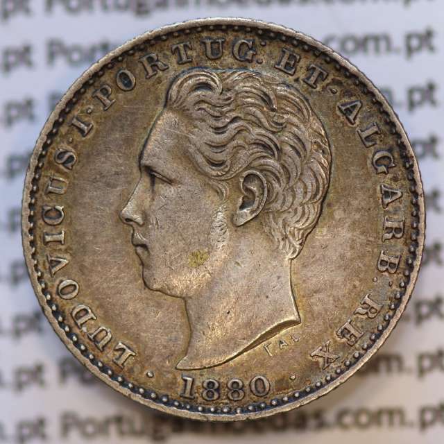 Moeda 100 Réis Prata 1880 ou Tostão Prata 1880 (BELA) - Rei D. LUIS I - World Coins Portugal KM 510
