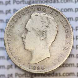 Moeda 100 Réis Prata 1880 ou Tostão Prata 1880 (BC+) - Rei D. LUIS I - World Coins Portugal KM 510