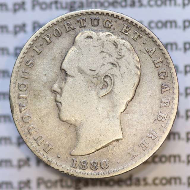 Moeda 100 Réis Prata 1880 ou Tostão Prata 1880 (BC+) - Rei D. LUIS I - World Coins Portugal KM 510