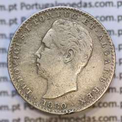 Moeda 100 Réis Prata 1880 ou Tostão Prata 1880 (BC+) - Rei D. LUIS I - World Coins Portugal KM 510