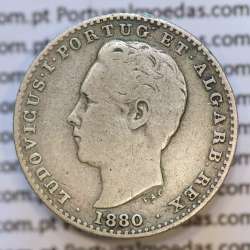 Moeda 100 Réis Prata 1880 ou Tostão Prata 1880 (BC) - Rei D. LUIS I - World Coins Portugal KM 510