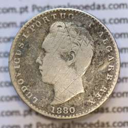 Moeda 100 Réis Prata 1880 ou Tostão Prata 1880 (BC) - Rei D. LUIS I - World Coins Portugal KM 510