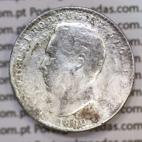 Moeda 100 Réis Prata 1880 ou Tostão Prata 1880 (BC-) - Rei D. LUIS I - World Coins Portugal KM 510