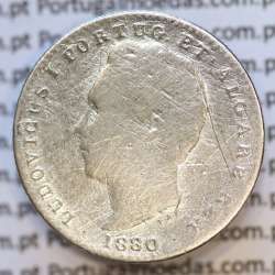 Moeda 100 Réis Prata 1880 ou Tostão Prata 1880 (BC) - Rei D. LUIS I - World Coins Portugal KM 510