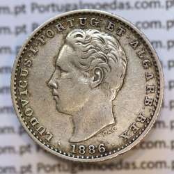 Moeda 100 Réis Prata 1886 ou Tostão Prata 1886 (MBC+) - Rei D. LUIS I - World Coins Portugal KM 510