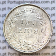Moeda 100 Réis Prata 1886 ou Tostão Prata 1886 (MBC+) - Rei D. LUIS I - World Coins Portugal KM 510