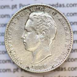Moeda 100 Réis Prata 1886 ou Tostão Prata 1886 (MBC) - Rei D. LUIS I - World Coins Portugal KM 510