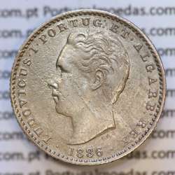 Moeda 100 Réis Prata 1886 ou Tostão Prata 1886 (MBC) - Rei D. LUIS I - World Coins Portugal KM 510