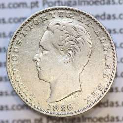 Moeda 100 Réis Prata 1886 ou Tostão Prata 1886 (MBC) - Rei D. LUIS I - World Coins Portugal KM 510