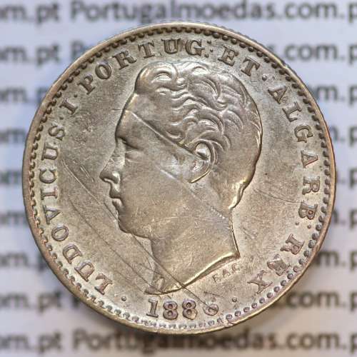 Moeda 100 Réis Prata 1886 ou Tostão Prata 1886 (MBC) - Rei D. LUIS I - World Coins Portugal KM 510