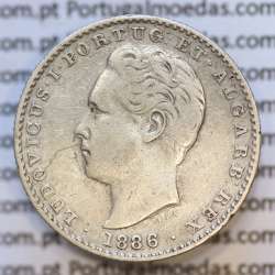 Moeda 100 Réis Prata 1886 ou Tostão Prata 1886 (MBC) - Rei D. LUIS I - World Coins Portugal KM 510