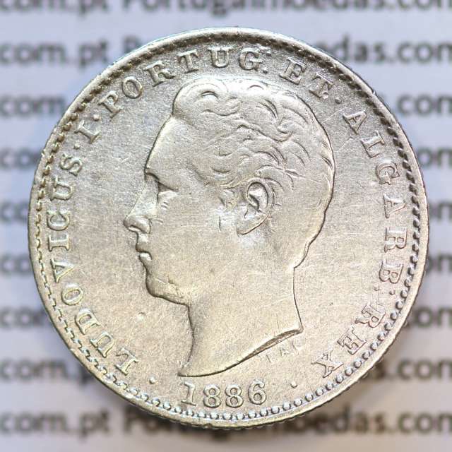 Moeda 100 Réis Prata 1886 ou Tostão Prata 1886 (MBC) - Rei D. LUIS I - World Coins Portugal KM 510