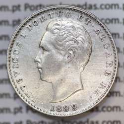 Moeda 100 Réis Prata 1888 ou Tostão Prata 1888 (MBC+/ BELA) - Rei D. LUIS I - World Coins Portugal KM 510