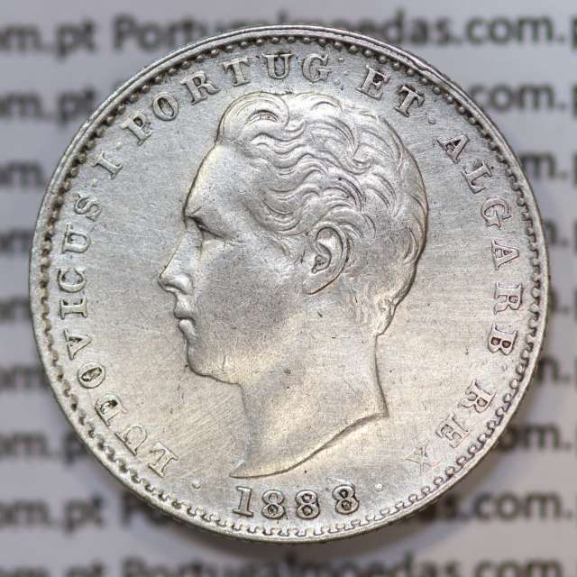 Moeda 100 Réis Prata 1888 ou Tostão Prata 1888 (MBC+/ BELA) - Rei D. LUIS I - World Coins Portugal KM 510