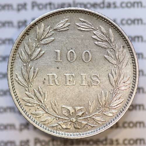 Moeda 100 Réis Prata 1888 ou Tostão Prata 1888 (MBC+) - Rei D. LUIS I - World Coins Portugal KM 510