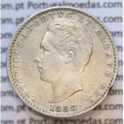 Moeda 100 Réis Prata 1888 ou Tostão Prata 1888 (MBC) - Rei D. LUIS I - World Coins Portugal KM 510