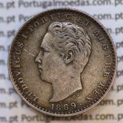 Moeda 100 Réis Prata 1889 ou Tostão Prata 1889 (MBC+/BELA) - Rei D. LUIS I - World Coins Portugal KM 510