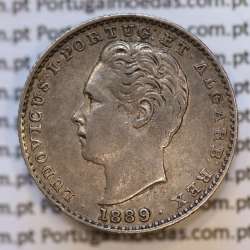 Moeda 100 Réis Prata 1889 ou Tostão Prata 1889 (MBC+/BELA) - Rei D. LUIS I - World Coins Portugal KM 510