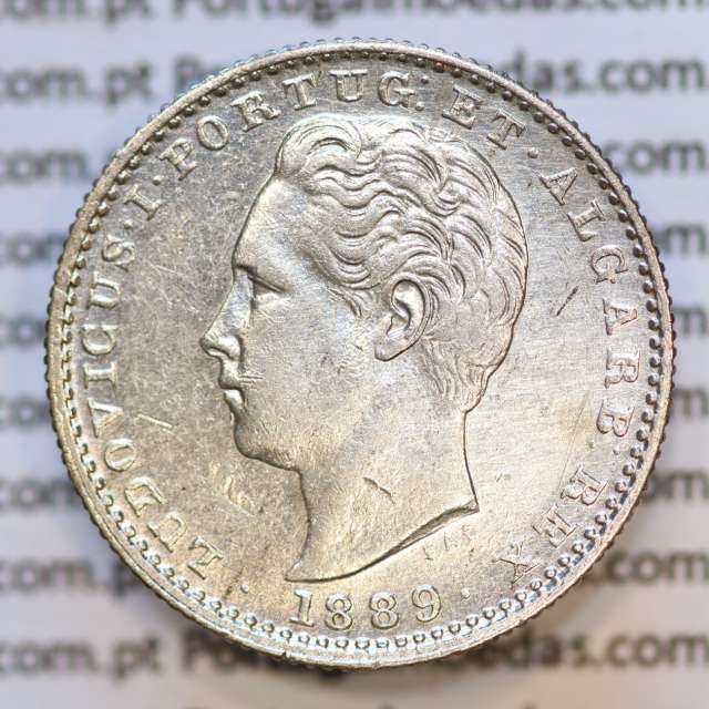 Moeda 100 Réis Prata 1889 ou Tostão Prata 1889 (MBC+/BELA) - Rei D. LUIS I - World Coins Portugal KM 510