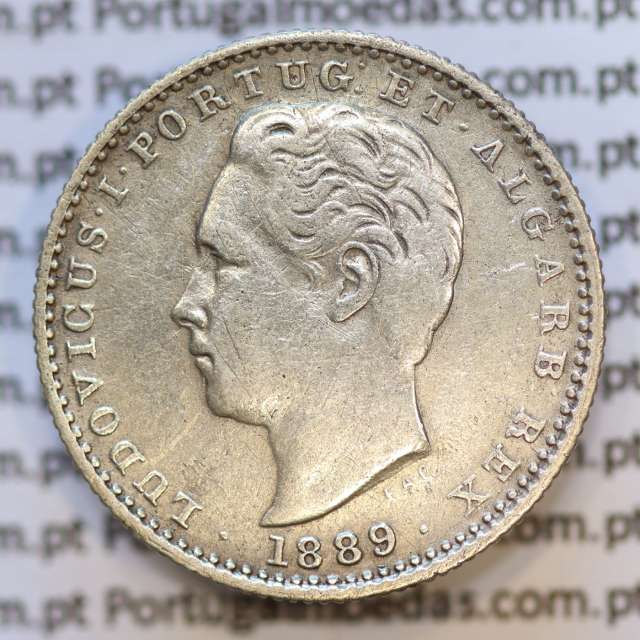 Moeda 100 Réis Prata 1889 ou Tostão Prata 1889 (MBC+) - Rei D. LUIS I - World Coins Portugal KM 510