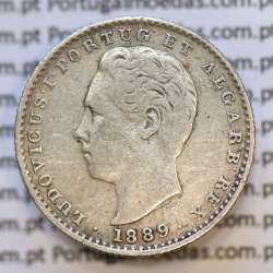 Moeda 100 Réis Prata 1889 ou Tostão Prata 1889 (MBC) - Rei D. LUIS I - World Coins Portugal KM 510