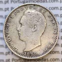 Moeda 100 Réis Prata 1889 ou Tostão Prata 1889 (MBC) - Rei D. LUIS I - World Coins Portugal KM 510