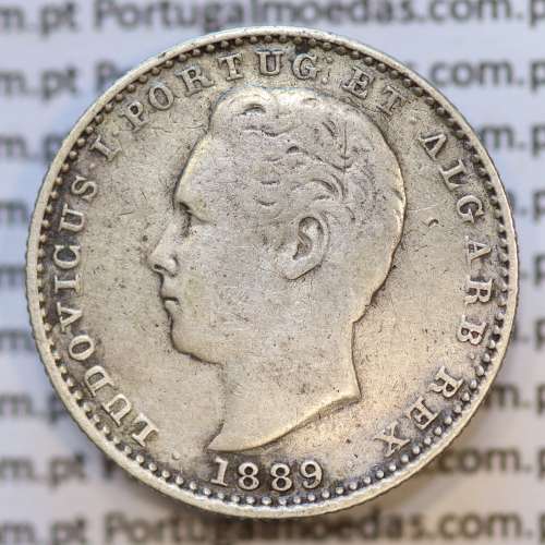 Moeda 100 Réis Prata 1889 ou Tostão Prata 1889 (MBC) - Rei D. LUIS I - World Coins Portugal KM 510
