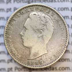 Moeda 100 Réis Prata 1889 ou Tostão Prata 1889 (MBC) - Rei D. LUIS I - World Coins Portugal KM 510