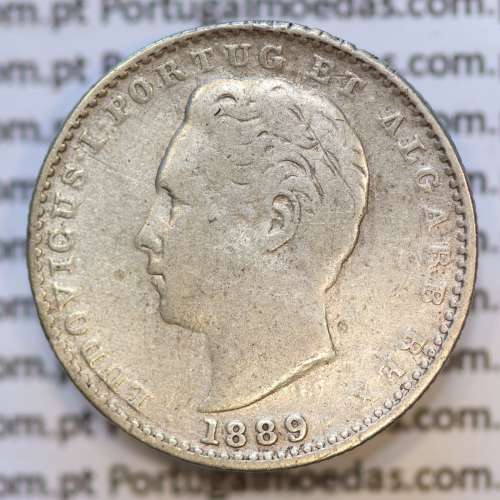 Moeda 100 Réis Prata 1889 ou Tostão Prata 1889 (MBC) - Rei D. LUIS I - World Coins Portugal KM 510
