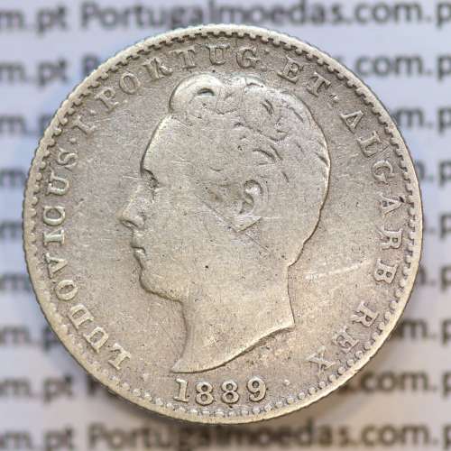 Moeda 100 Réis Prata 1889 ou Tostão Prata 1889 (BC) - Rei D. LUIS I - World Coins Portugal KM 510