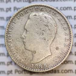 Moeda 100 Réis Prata 1889 ou Tostão Prata 1889 (BC) - Rei D. LUIS I - World Coins Portugal KM 510