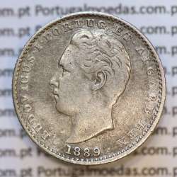 Moeda 100 Réis Prata 1889 ou Tostão Prata 1889 (BC) - Rei D. LUIS I - World Coins Portugal KM 510