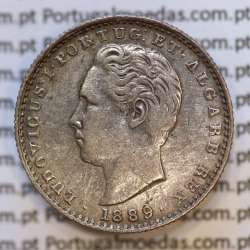Moeda 100 Réis Prata 1889 ou Tostão Prata 1889 (BC) - Rei D. LUIS I - World Coins Portugal KM 510