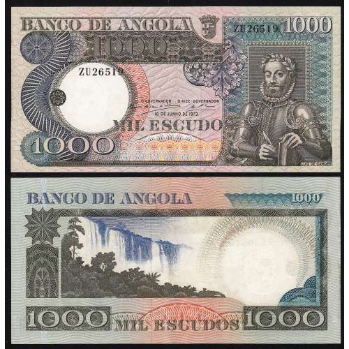Nota de 1000 Escudos 1973 Luiz de Camões, 1000$00 10/06/1973 - Banco de Angola (Pouco Circulada)