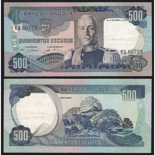 Nota de 500 Escudos 1972 Marechal Carmona, 500$00 24/11/1972 - Banco de Angola (Pouco Circulada)
