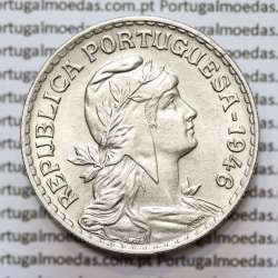 Portugal, coin of 1 Escudo 1946 Alpaca of the Portuguese Republic, (XF/AU), World Coins Portugal KM 578