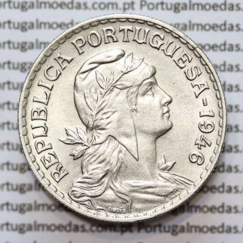 Portugal, coin of 1 Escudo 1946 Alpaca of the Portuguese Republic, (XF/AU), World Coins Portugal KM 578