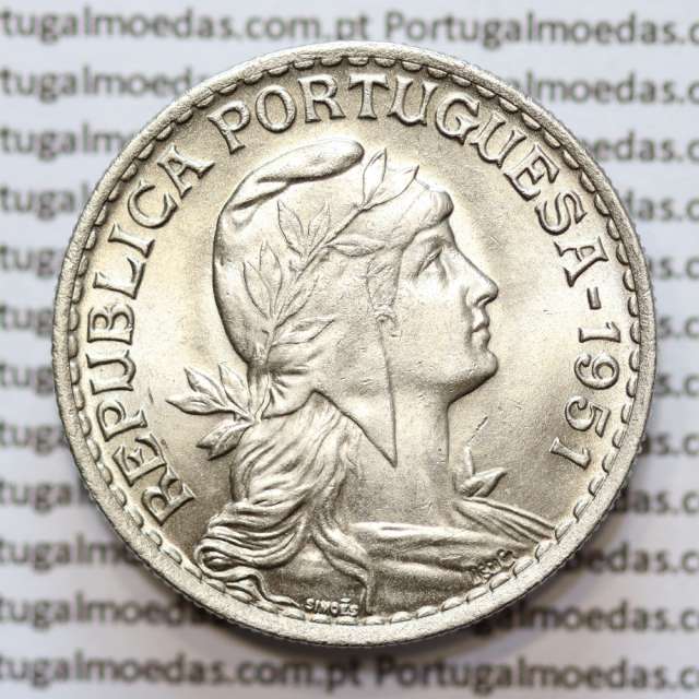 MOEDA DE UM ESCUDO (1$00) ALPACA 1951 SOBERBA