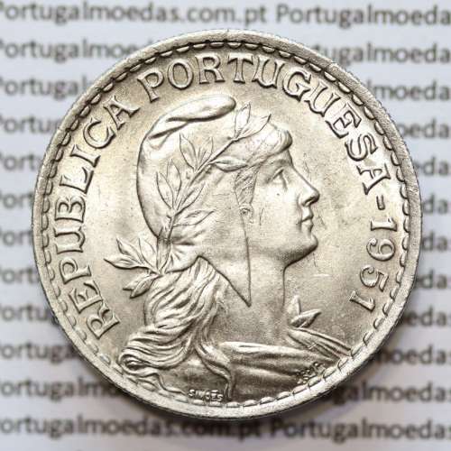 1 Escudo 1951 Alpaca, 1$00 1951 alpaca Republica Portuguesa, (Soberba), World Coins Portugal KM 578
