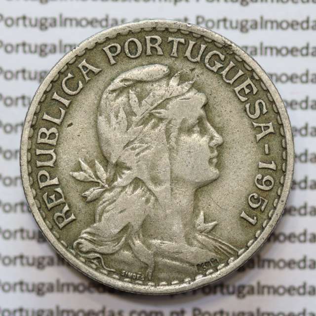 MOEDA DE UM ESCUDO (1$00) ALPACA 1951 MBC