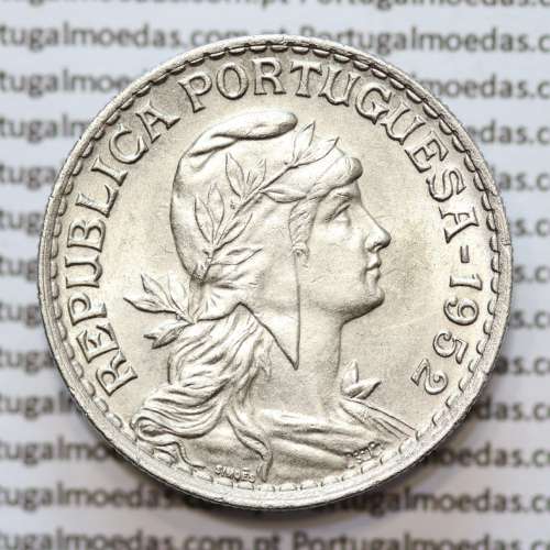 Portugal, coin of 1 Escudo 1952 Alpaca of the Portuguese Republic, (UNC), World Coins Portugal KM 578