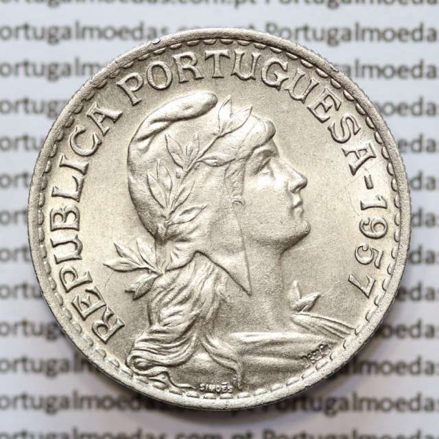 1 Escudo 1957 Alpaca, 1$00 1957 alpaca Republica Portuguesa, (Bela), World Coins Portugal KM 578