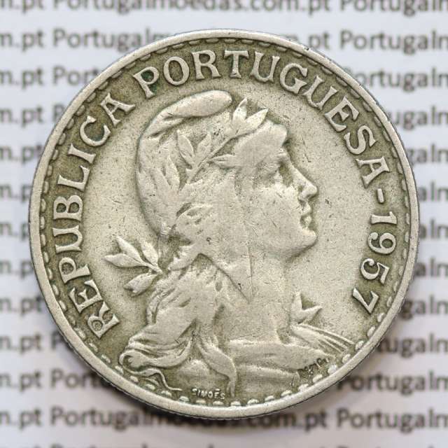 MOEDA DE UM ESCUDO (1$00) ALPACA 1957 MBC