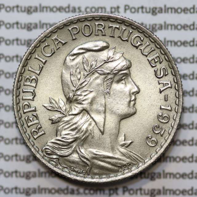 Portugal, coin of 1 Escudo 1959 Alpaca of the Portuguese Republic, (UNC), World Coins Portugal KM 578