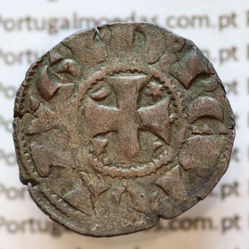 Moeda de um Dinheiro em Bolhão de D. DINIS I (1279-1325) D:R€XPOR7VGL`/ II AL GA RB (Variante Rara)