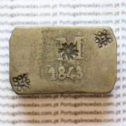 Moeda Onça Canelo em Prata 1843  de Moçambique, ou Pataca, Reinado D. MARIA II (1834-1853), World Coins Mozambique  KM 26.1