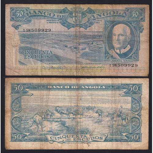 Nota de 50 Escudos 1962 Américo Tomás, 50$00 10/06/1962 - Banco de Angola (Circulada)